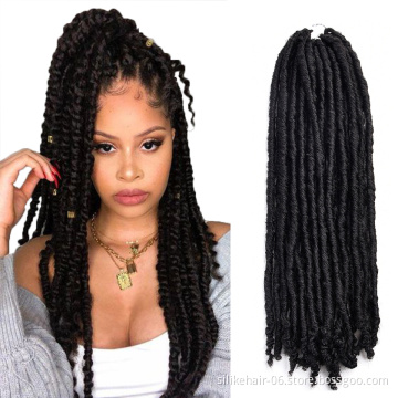 18 inch Black Soft Long Bohemian Locs Women Faux Dreadlocks Braids Goddess Faux Locs Synthetic Crochet Braiding Hair Extensions